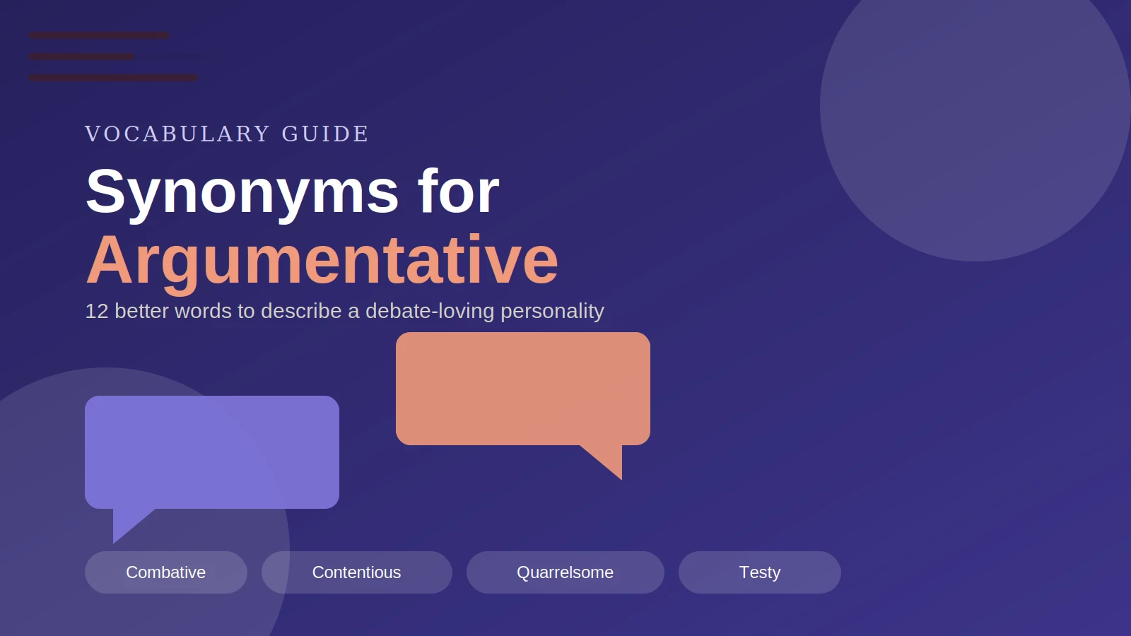 synonyms for argumentative
