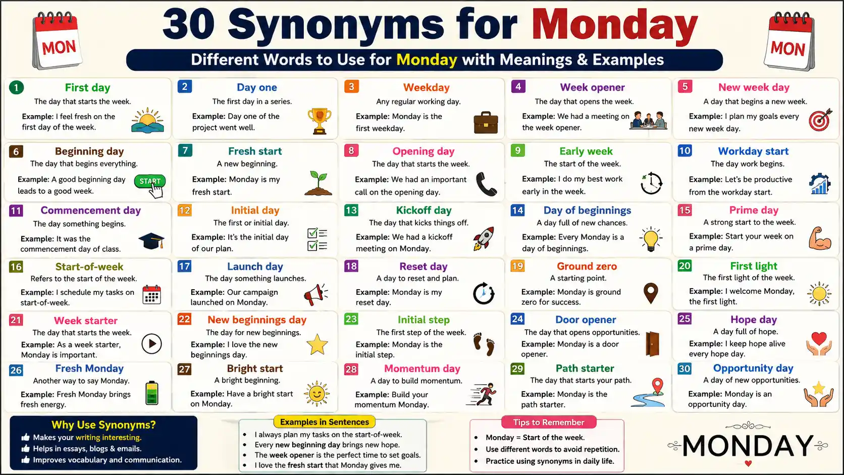 synonyms for monday