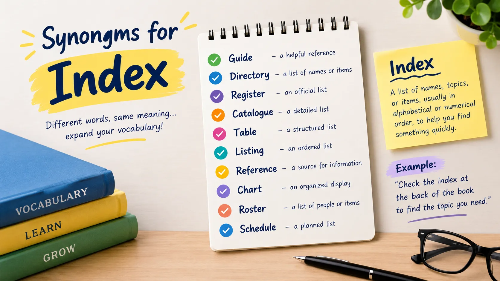 synonyms for index