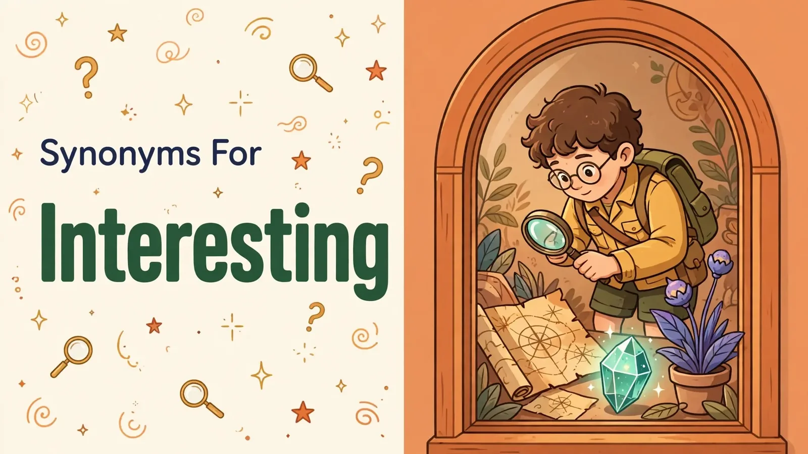 Synonyms for interesting illustration card.