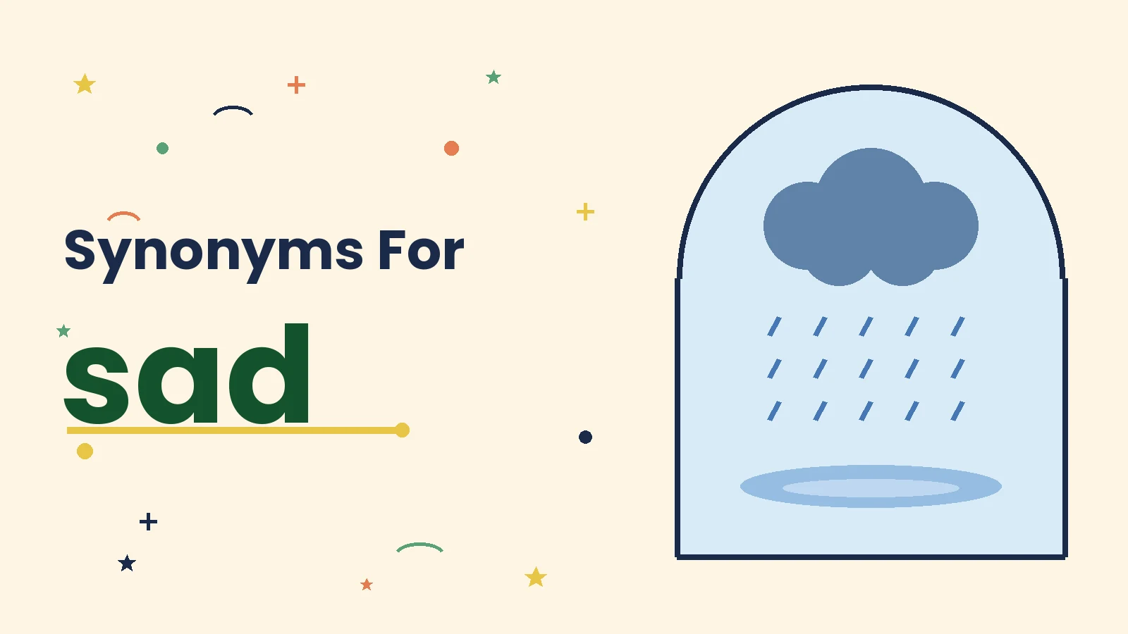 Synonyms for sad illustration card