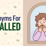 Illustration card with the word APPALLED in dark green beside a rounded arch window with a shocked person illustration