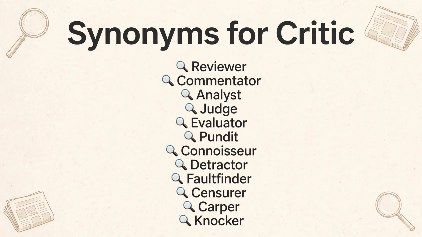 synonyms for critic