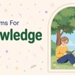 Synonyms for knowledge illustration card, student reading under a large tree