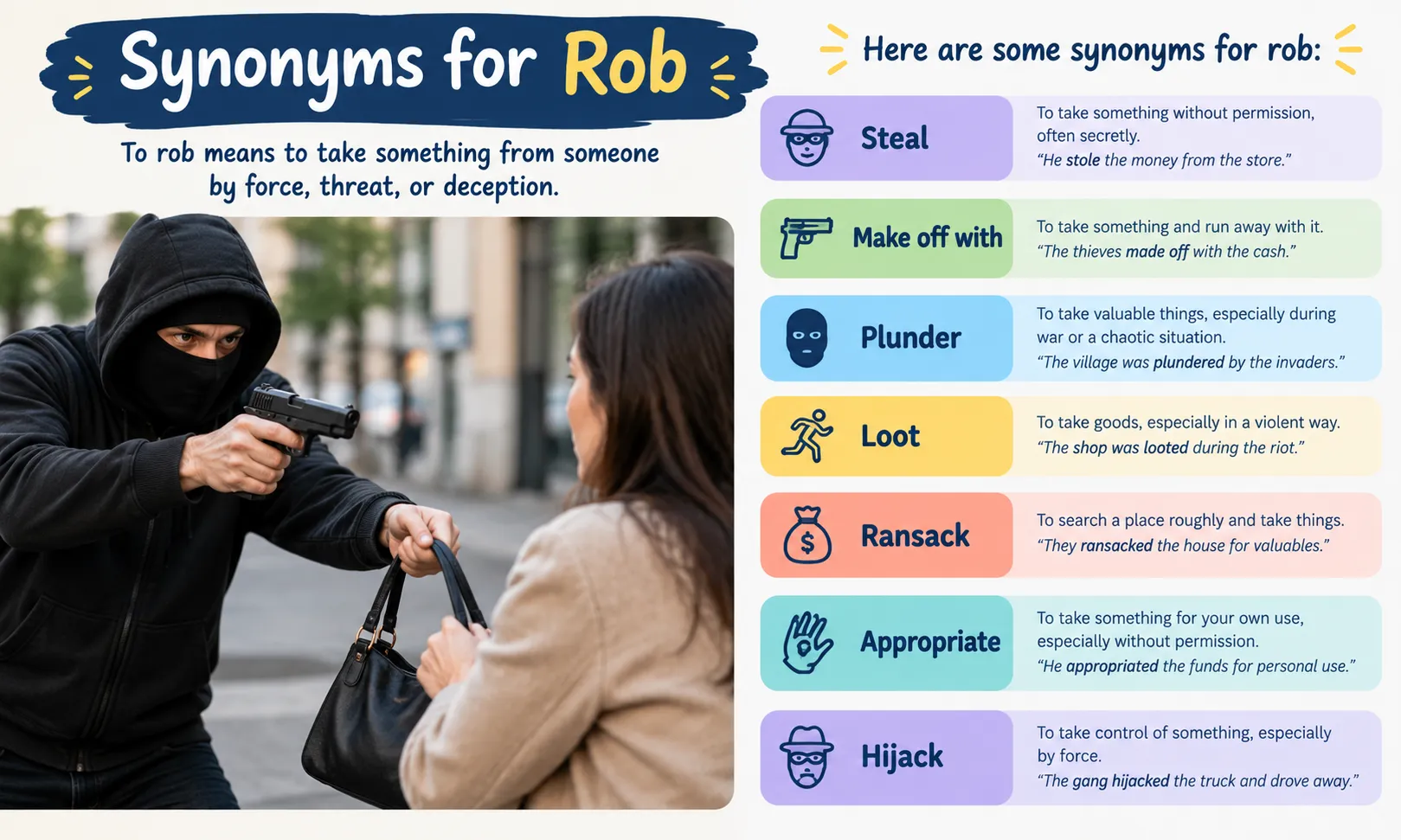 synonyms for rob